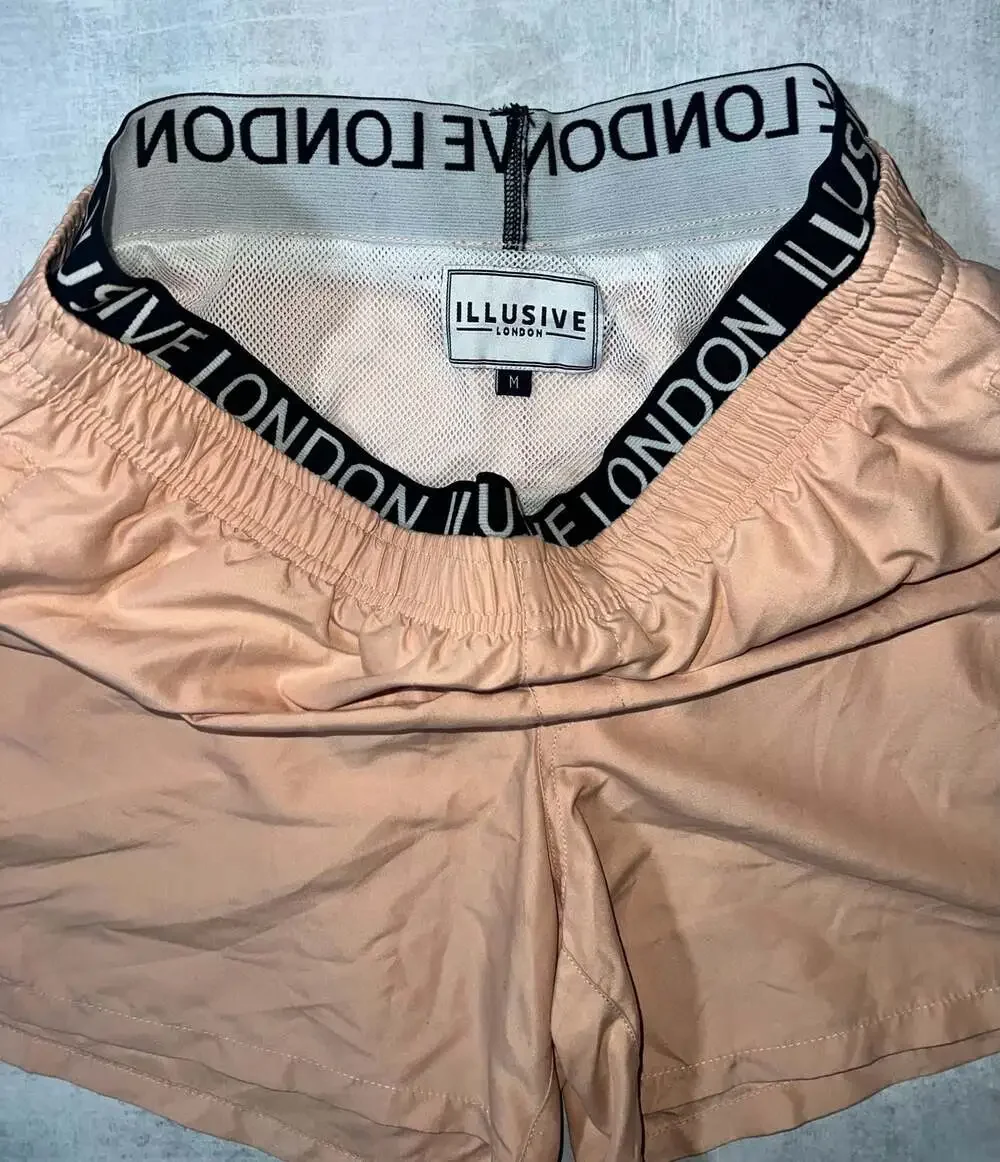 Illusive London Men's Peach Swim Shorts with Logo Waistband